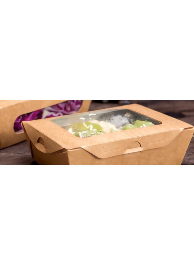 Hotpack Kraft Pe Lnch Box With Window Beige/Clear 180x120x50mm - Image 2