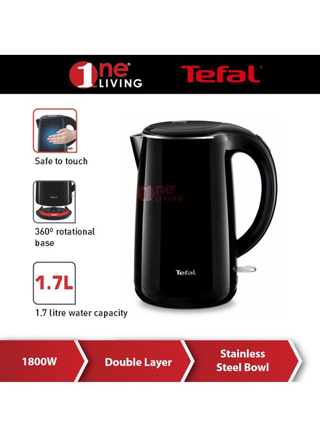 تيفال غلاية كهربائية آمنة الملمس 1.7 L 1800 W 100237258 أسود - Image 2