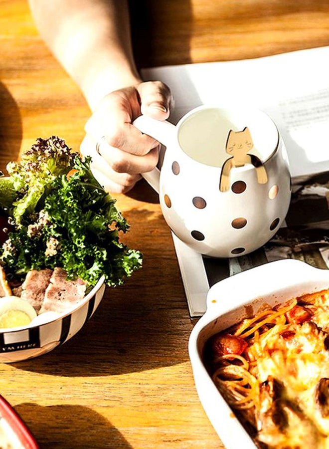 Beauenty Polka Dot Pattern Coffee Mug White/Gold - Image 2