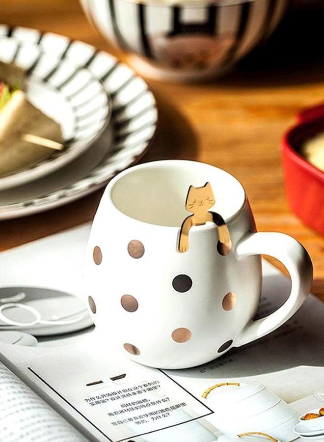 Beauenty Polka Dot Pattern Coffee Mug White/Gold - Image 3