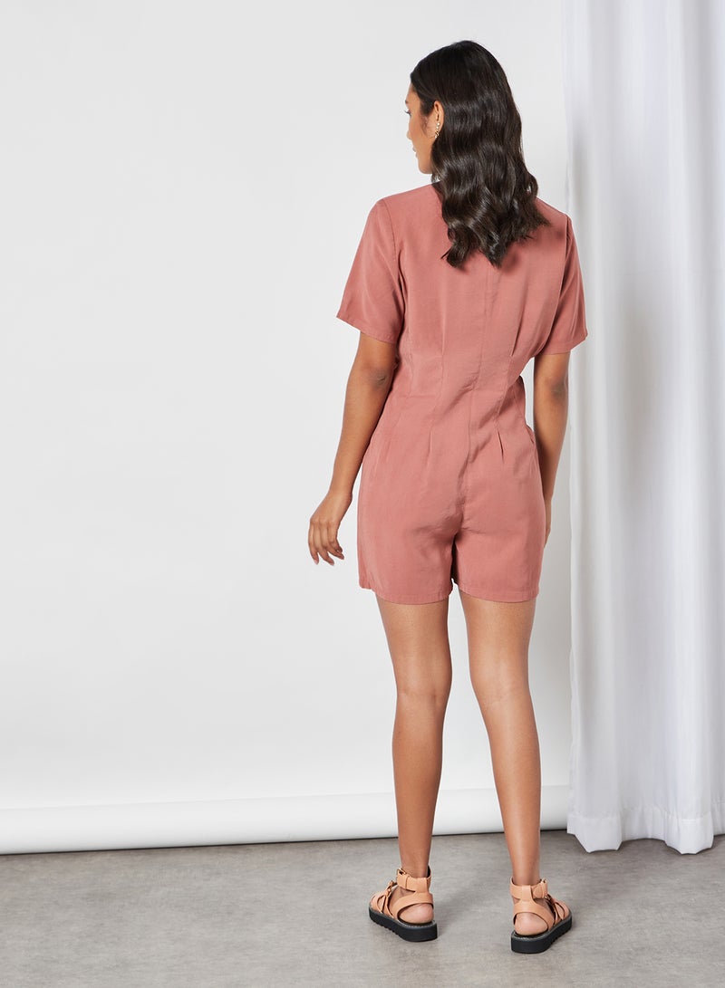 ONLY - Pleat Detailed Playsuit Apple Butter - Image 1