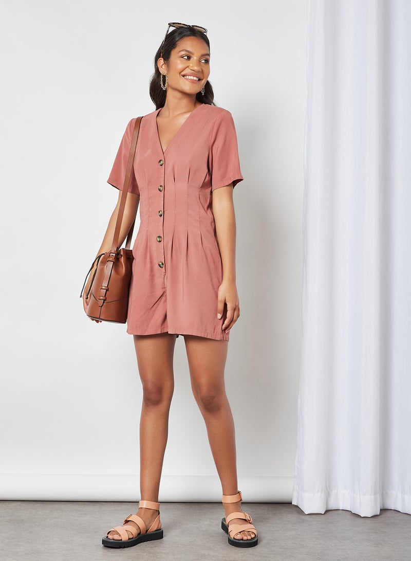 ONLY - Pleat Detailed Playsuit Apple Butter - Image 1