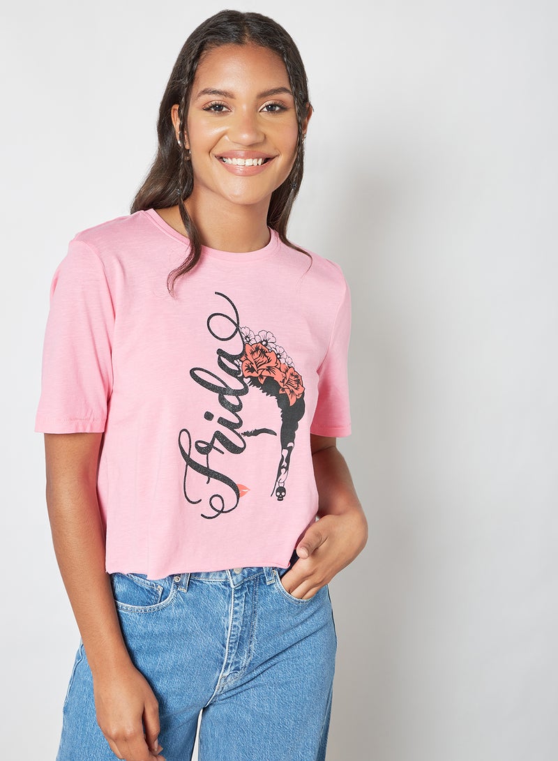 ONLY - Frida Kahlo Graphic T-Shirt Sachet Pink - Image 1