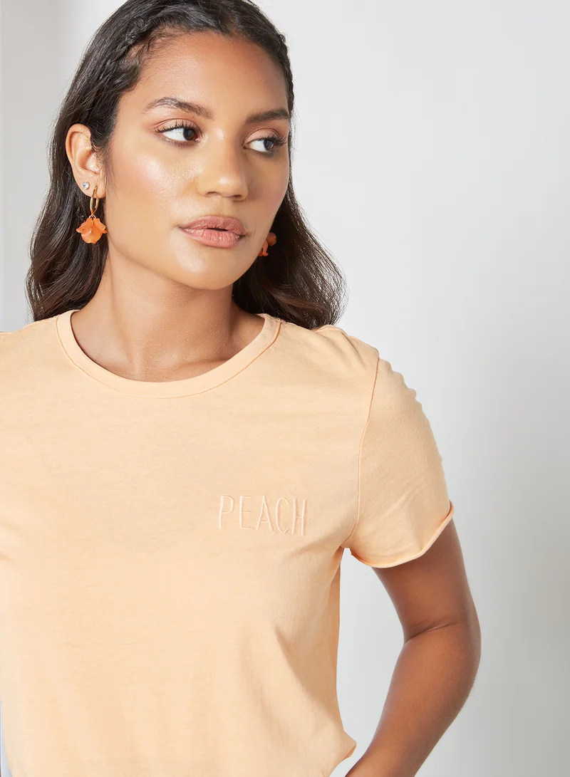 ONLY Lettuce Trim Sleeve Top Coral Sands