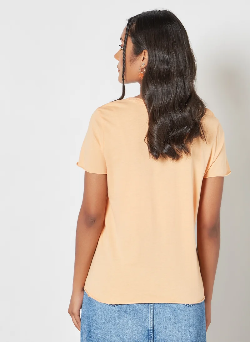 ONLY Lettuce Trim Sleeve Top Coral Sands