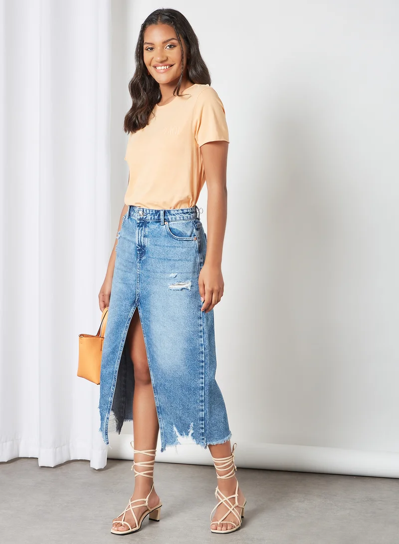 ONLY Lettuce Trim Sleeve Top Coral Sands