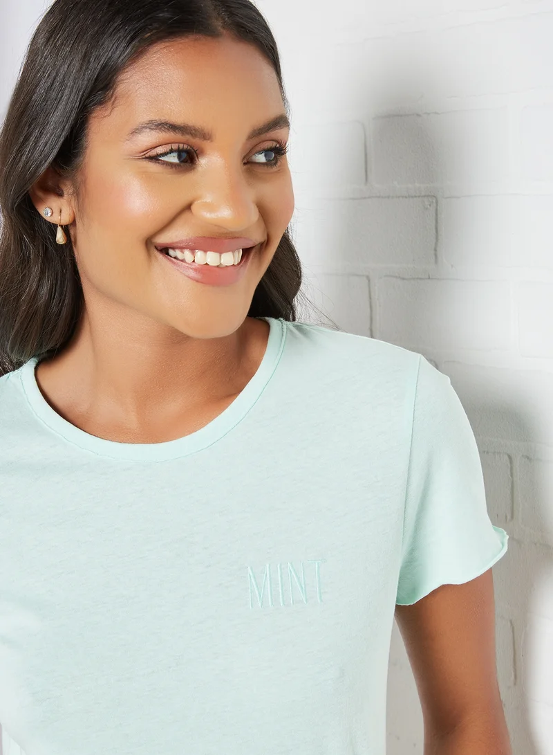 ONLY Lettuce Trim Sleeve Top Brook Green