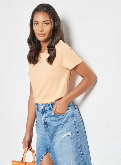 ONLY Lettuce Trim Sleeve Top Coral Sands