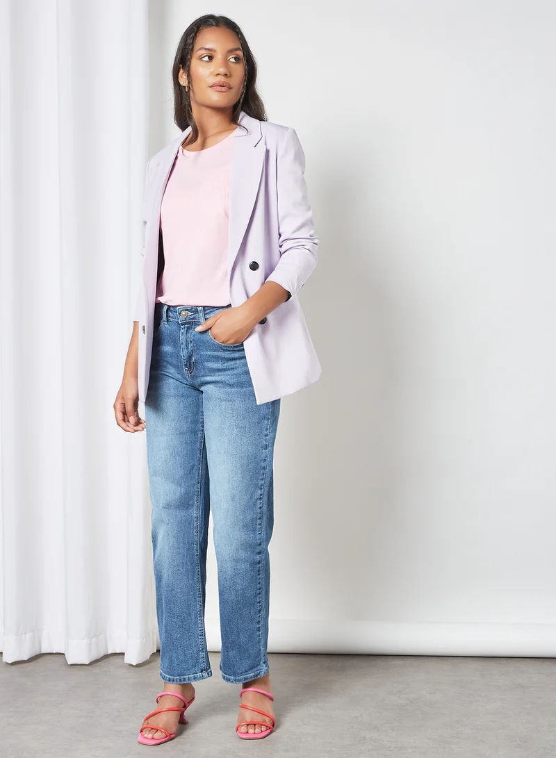ONLY Lettuce Trim Sleeve Top Lilac Sachet