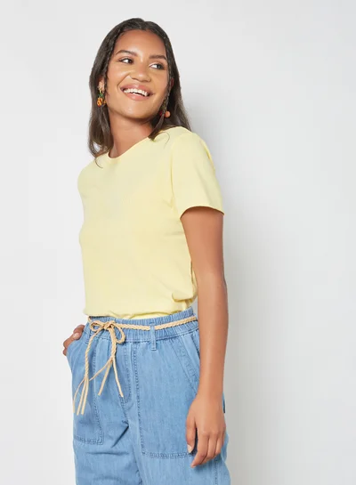 ONLY Lettuce Trim Sleeve Top Sunshine