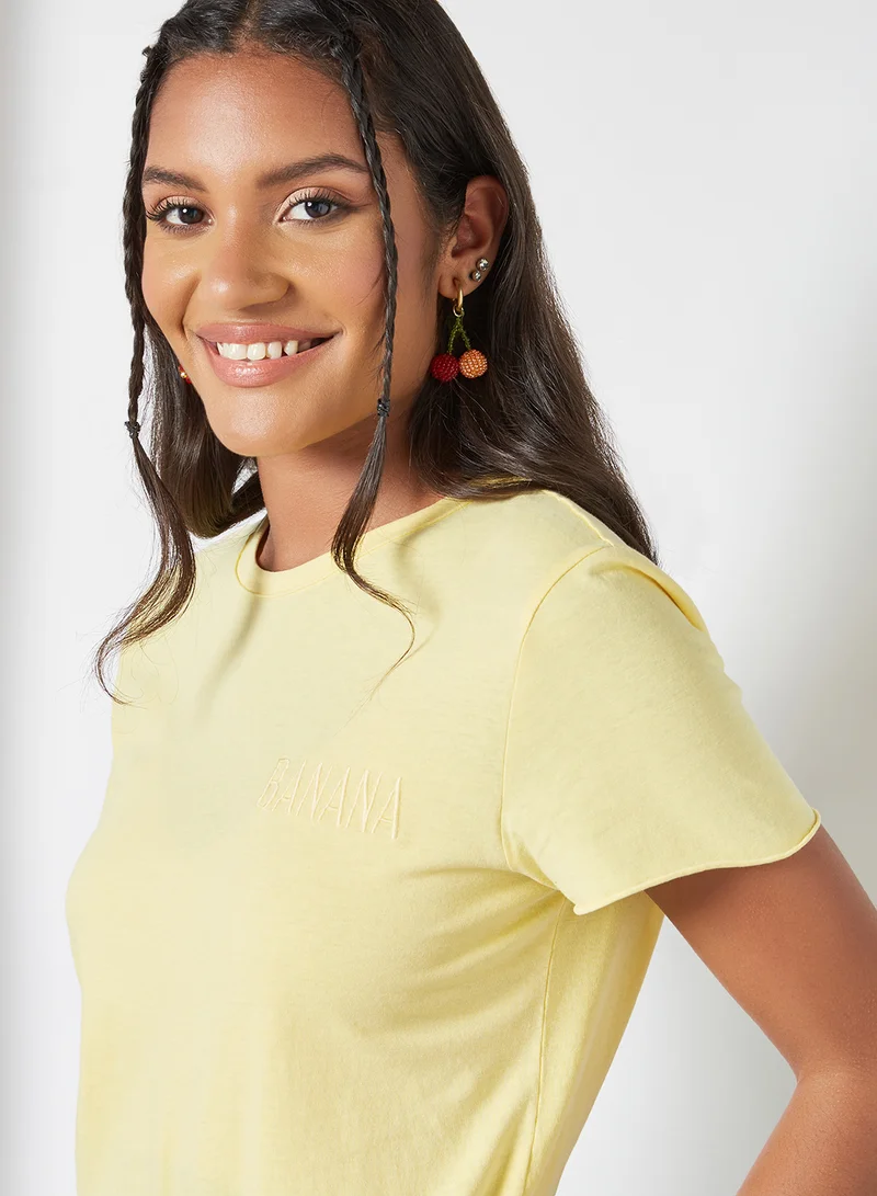 ONLY Lettuce Trim Sleeve Top Sunshine