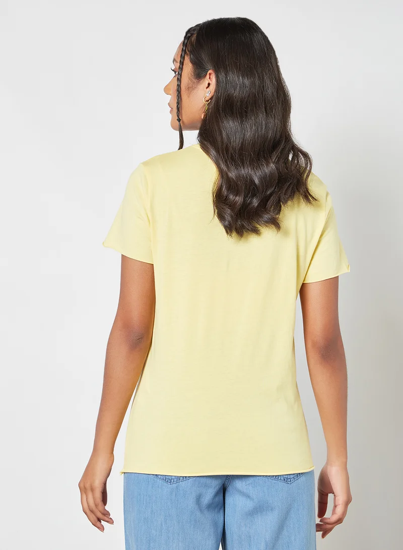 ONLY Lettuce Trim Sleeve Top Sunshine