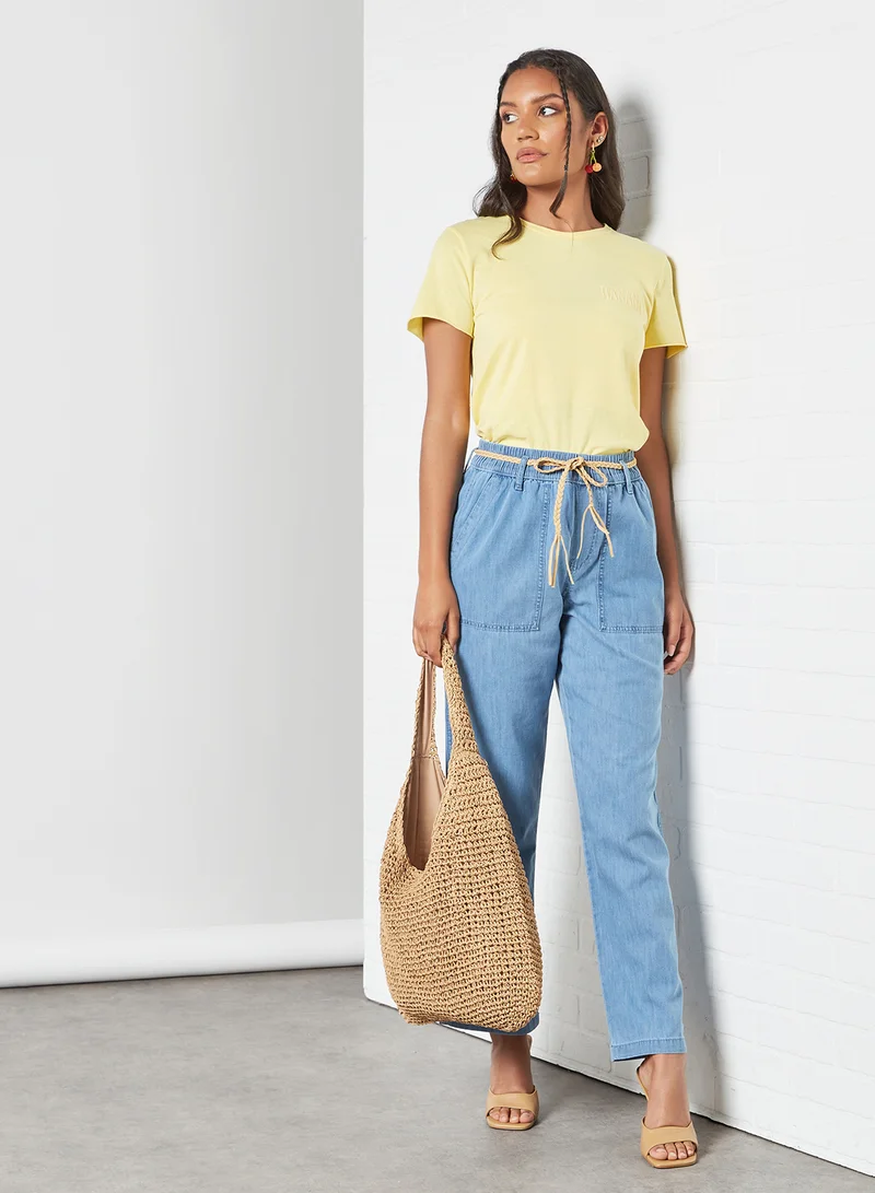 ONLY Lettuce Trim Sleeve Top Sunshine