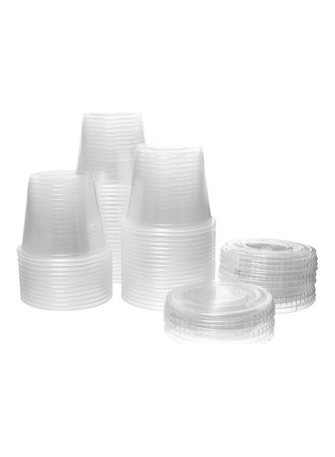 Generic - 50 Pieces Disposable Plastic Sauce Cups With Lids Clear - Image 1