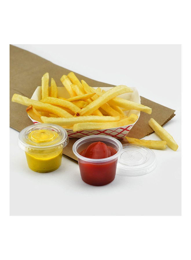 طقم أكواب بلاستيكية صغيرة بغطاء للصلصات المختلفة للاستعمال مرة واحدة مكون من 50 قطعة شفاف - Image 3