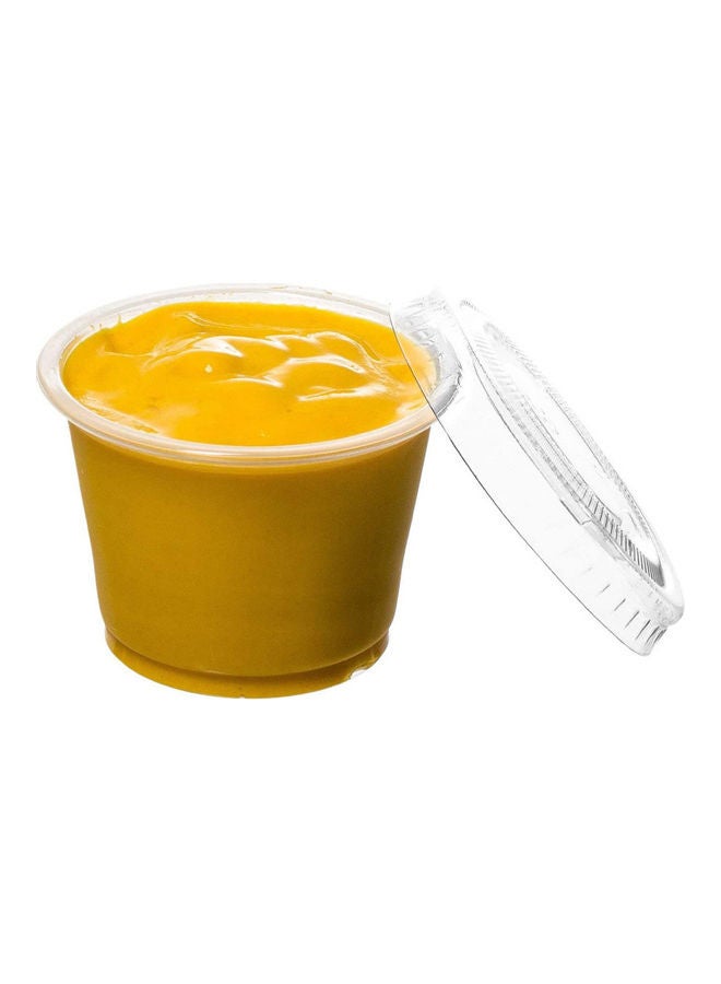 طقم أكواب بلاستيكية صغيرة بغطاء للصلصات المختلفة للاستعمال مرة واحدة مكون من 50 قطعة شفاف - Image 4