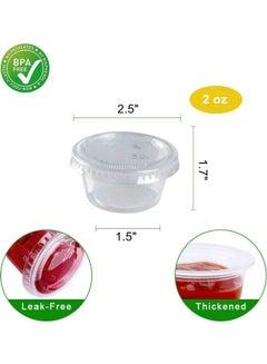 Generic 50 Pieces Disposable Plastic Sauce Cups With Lids Clear  - Image 4