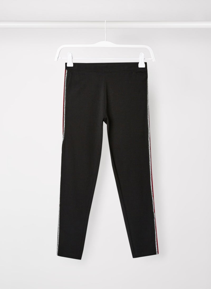 Piazza Italia - Kids/Teen Glitter Side Stripe Leggings Black - Image 1
