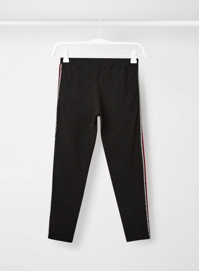 Piazza Italia - Kids/Teen Glitter Side Stripe Leggings Black - Image 1