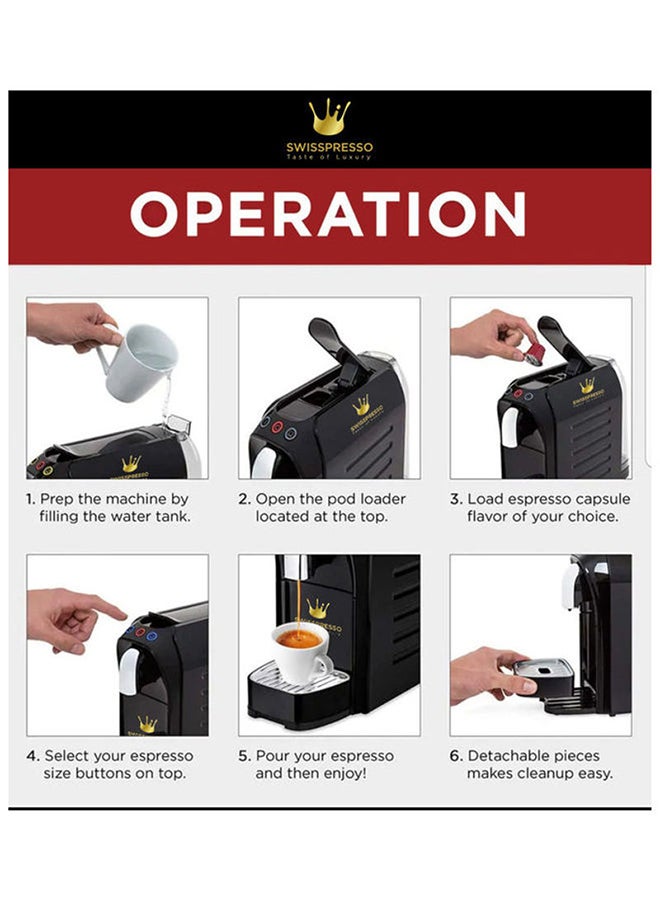 Swisspresso - Nespresso Compatible Coffee Machine 1225.0 W SCMFWHT01 White/Black - Image 1