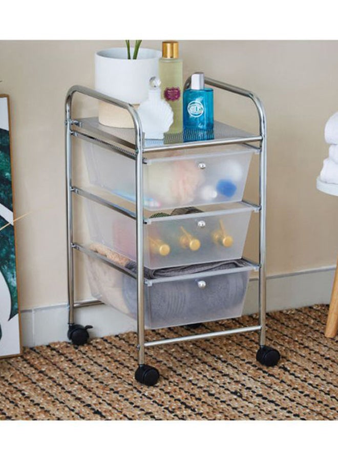 هوم بوكس عربة ترولي متعددة الاستخدامات بـ3 طوابق من آسبن - 32.5x37x62 سم فضي / شفاف 32.5x37x62سم - Image 3