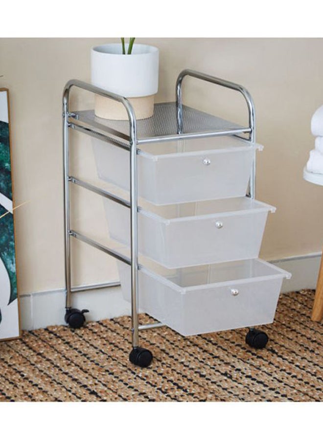 هوم بوكس عربة ترولي متعددة الاستخدامات بـ3 طوابق من آسبن - 32.5x37x62 سم فضي / شفاف 32.5x37x62سم - Image 2