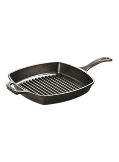LODGE Pre-Seasoned Cast-Iron Square Grill Pan Black 10.5x1.75x10.5inch  - Image 1