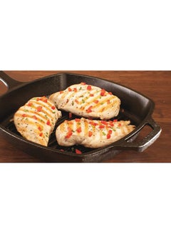 LODGE Pre-Seasoned Cast-Iron Square Grill Pan Black 10.5x1.75x10.5inch  - Image 3