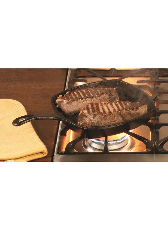 Pre-Seasoned Cast-Iron Square Grill Pan Black 10.5x1.75x10.5inch - v1621424794/N14440103A_4