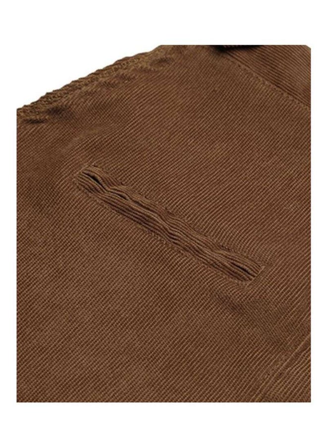 Corduroy Casual Strap Pocket Vintage Dress Coffee - Image 5