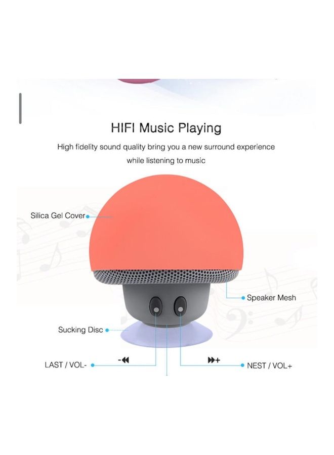 Small Mushroom Shape Bluetooth Speaker Orange/Grey - Image 2
