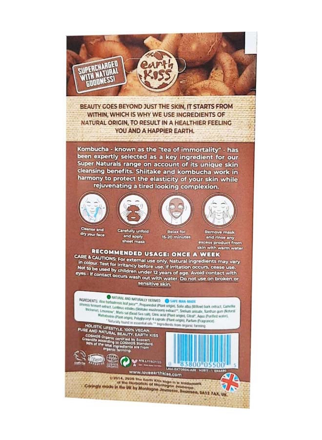 EARTH KISS Super Naturals Kombucha & Shiitake Purifying Sheet Mask 10grams  - Image 2