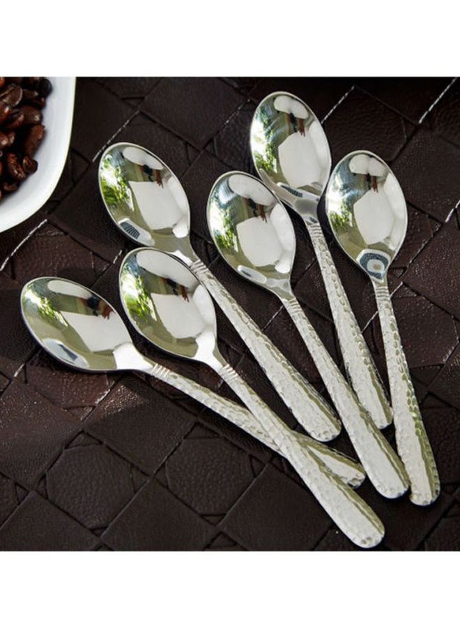 Home Box 6-Piece Hammered Mocha Spoon Set Silver 11.25x1.5x2.75cm - Image 2
