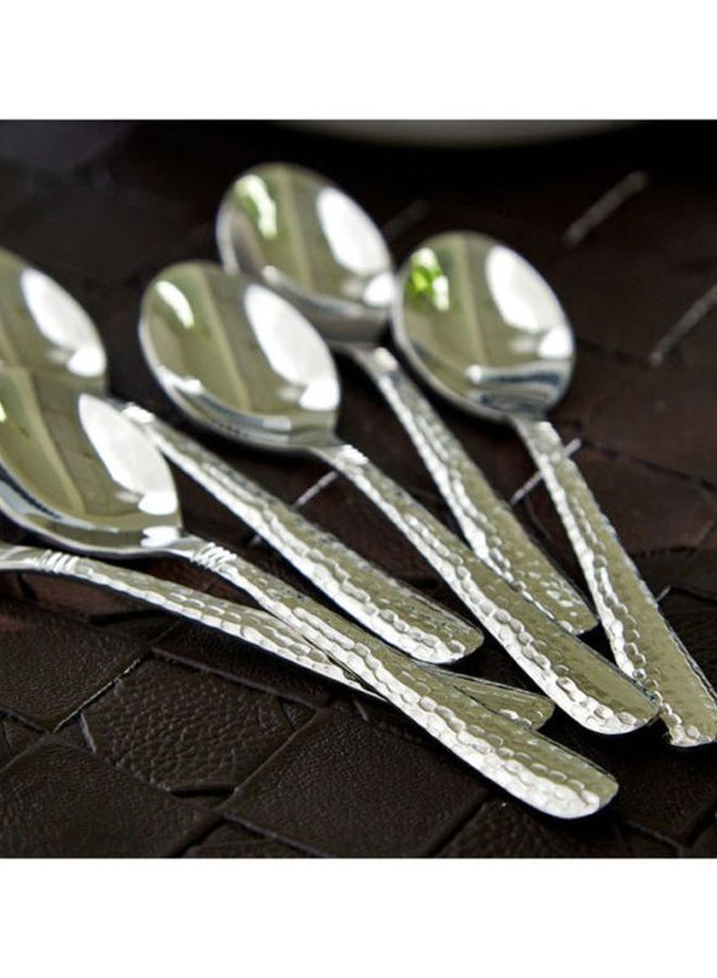 Home Box 6-Piece Hammered Mocha Spoon Set Silver 11.25x1.5x2.75cm - Image 3