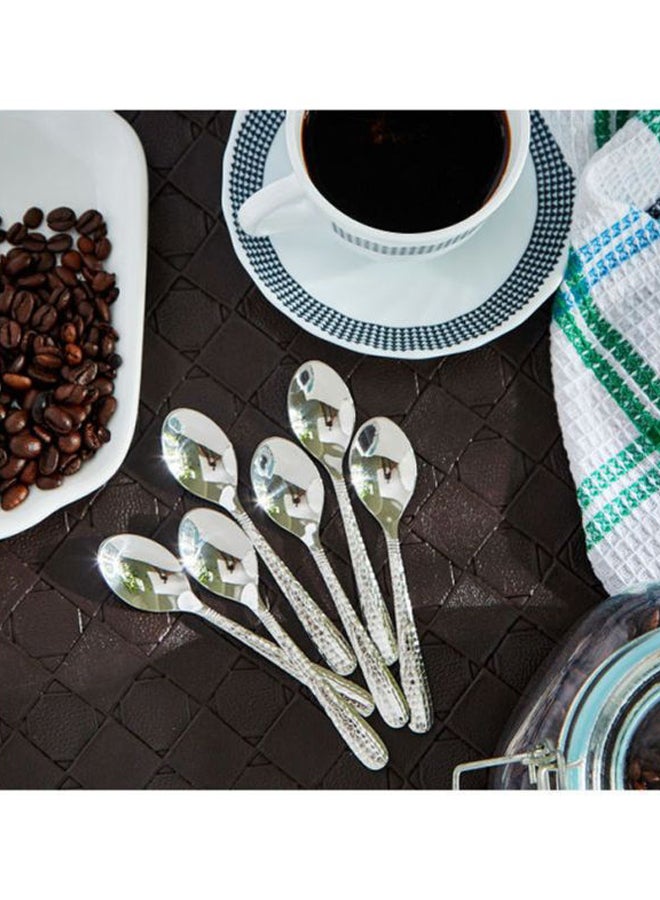 Home Box 6-Piece Hammered Mocha Spoon Set Silver 11.25x1.5x2.75cm - Image 4