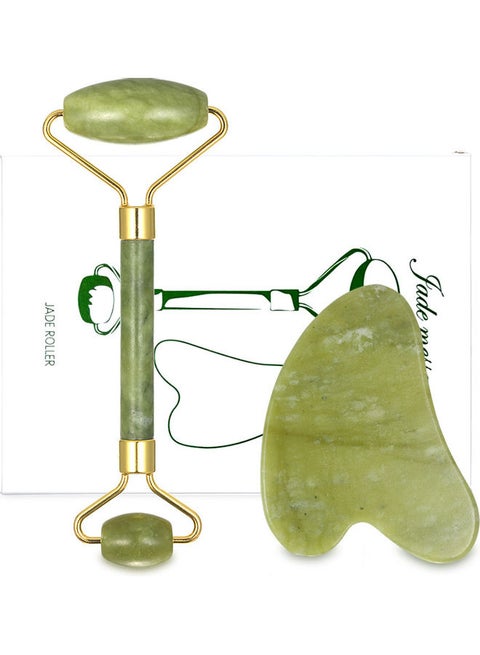 Jade Roller Guasha Skin Scraper Facial Massager Set