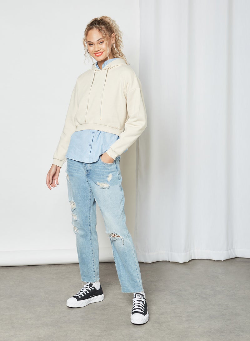 Pimkie Cropped Hoodie Beige  - Image 3
