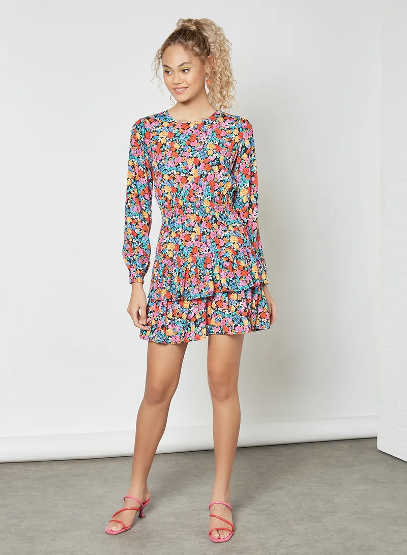 Pimkie Floral Print Ruffled Dress Multicolour