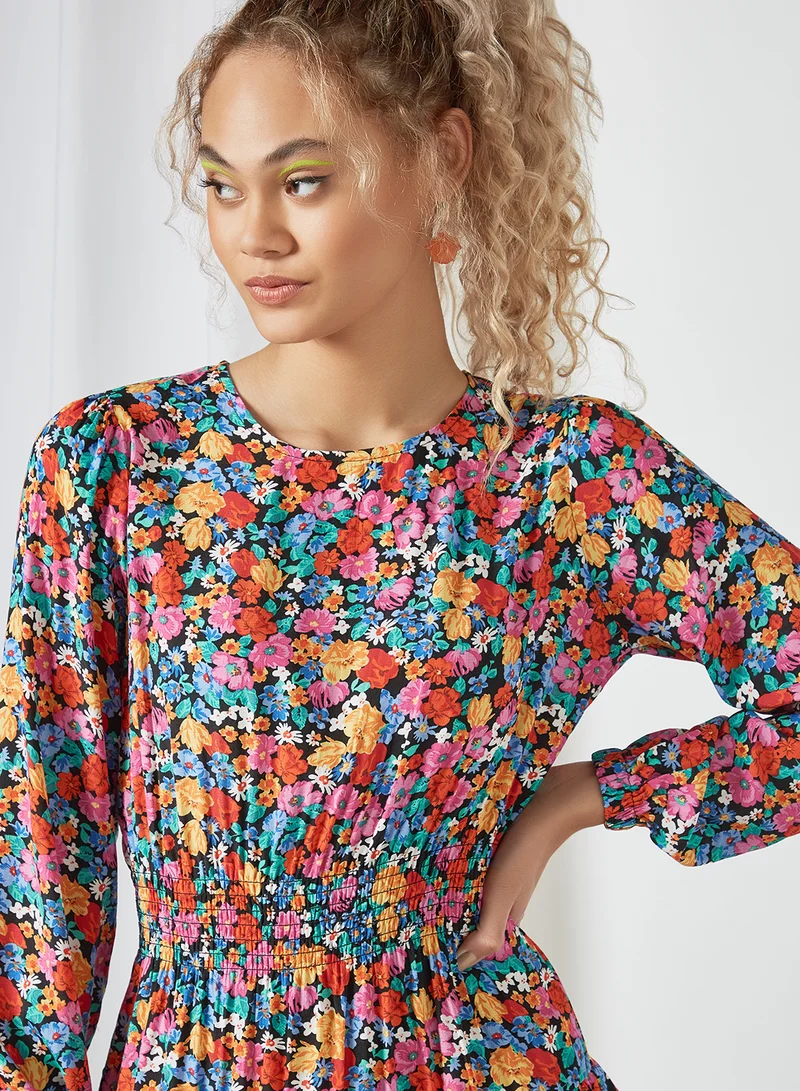 Pimkie Floral Print Ruffled Dress Multicolour