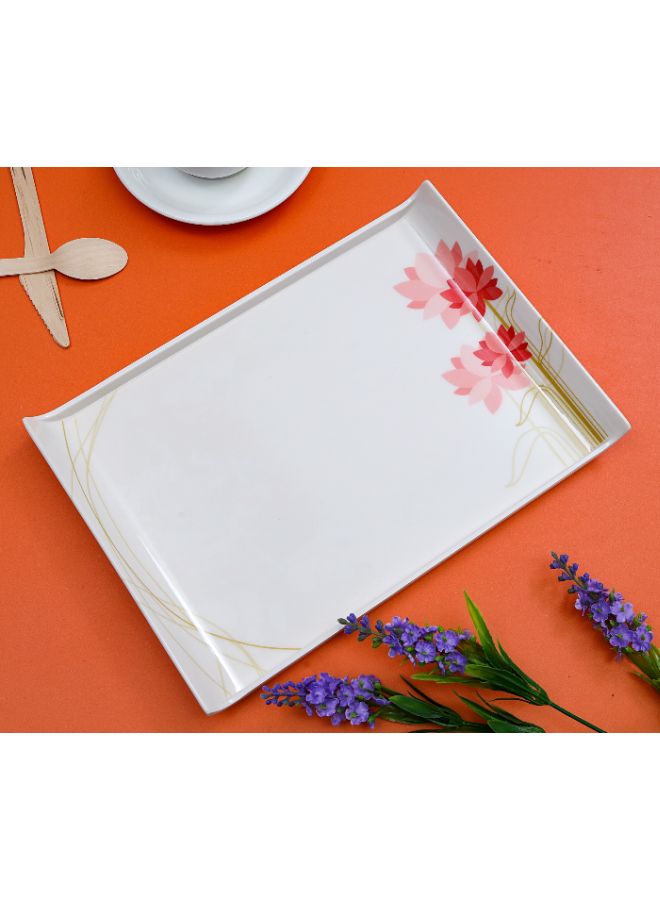 رويال فورد صينية تقديم مطبوعة أبيض/وردي/أخضر 38.6.7x2.0سم - Image 3