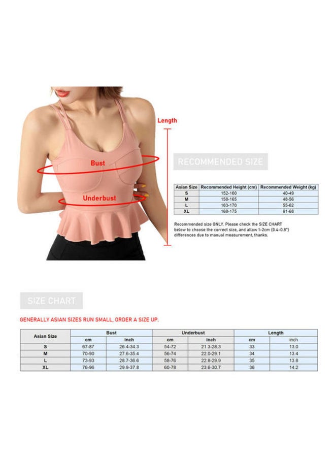 Padded Peplum Ruffles Sports Bra Pink  - Image 5