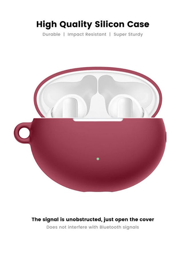 INEIX Soft Silicone Case Cover For Huawei FreeBuds 4i Wine Red - Image 2