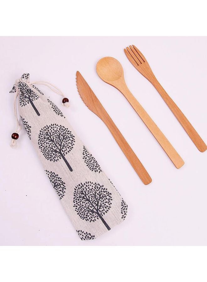 Beauenty 3-Piece Cutlery Set With Bag Beige  - Image 2