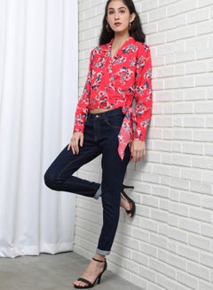 OFFROAD Stylish Collared Neck Top Aop Pink  - Image 5