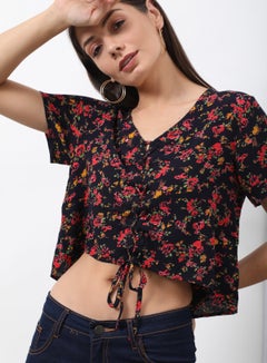 OFFROAD Stylish V-Neck Top AOP Black  - Image 3
