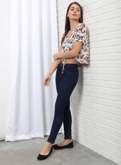 OFFROAD Stylish V-Neck Top Aop White Floral Multicolour  - Image 4