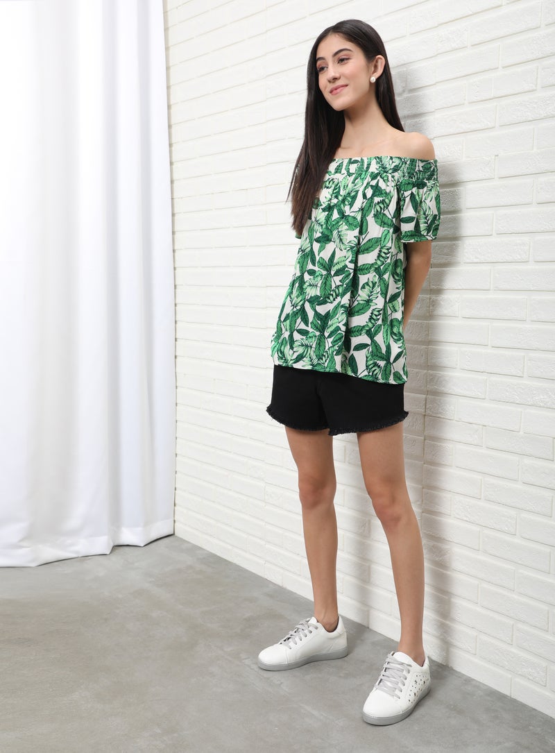 OFFROAD Off Shoulder Floral Pattern Top Multicolour  - Image 4