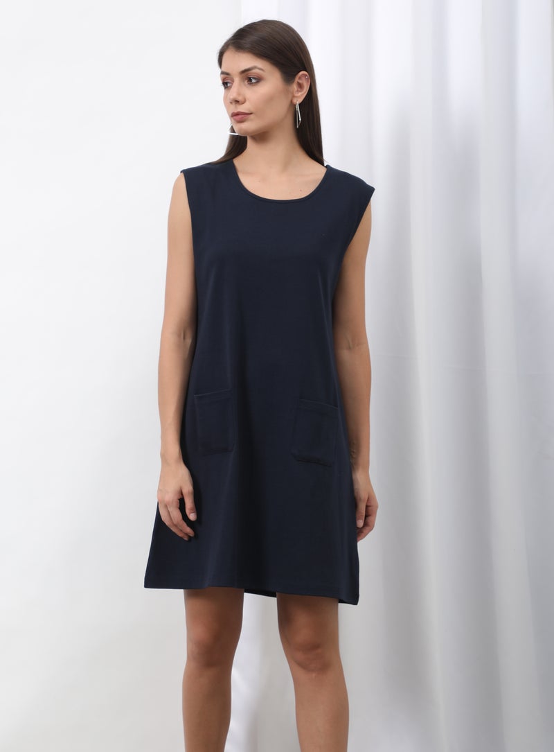 OFFROAD Plain Sleeveless Dress Navy  - Image 1
