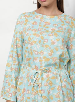 OFFROAD Printed Round Neck Dress Aop Sky Blue  - Image 3