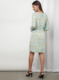 OFFROAD Printed Round Neck Dress Aop Sky Blue  - Image 2